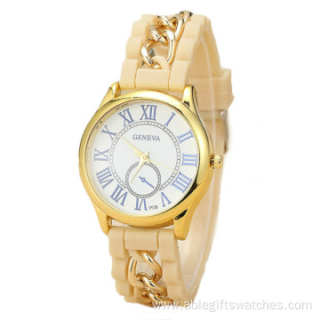 Round face women silicone watch